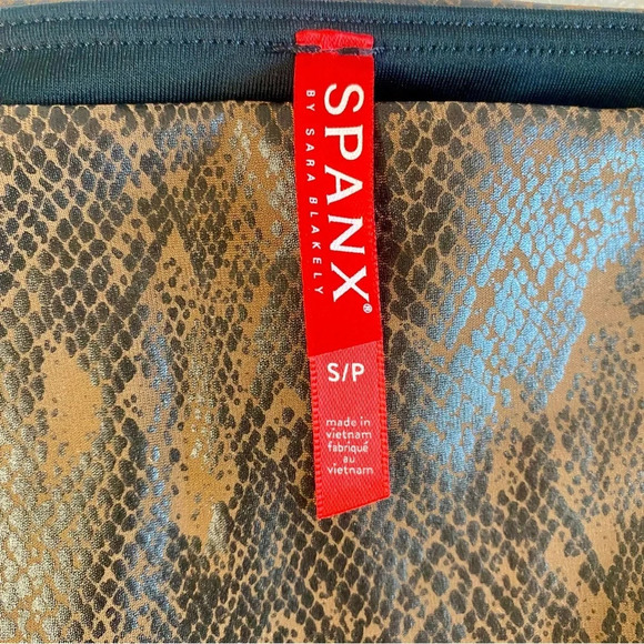 Spanx Brown Faux Leather Snakeskin Leggings shaping waistband high rise size S‎ - Picture 5 of 5